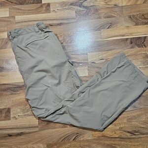 LL Bean Mens L Regular Nylon Cargo Pants Khaki Hiking Outdoor Stretch